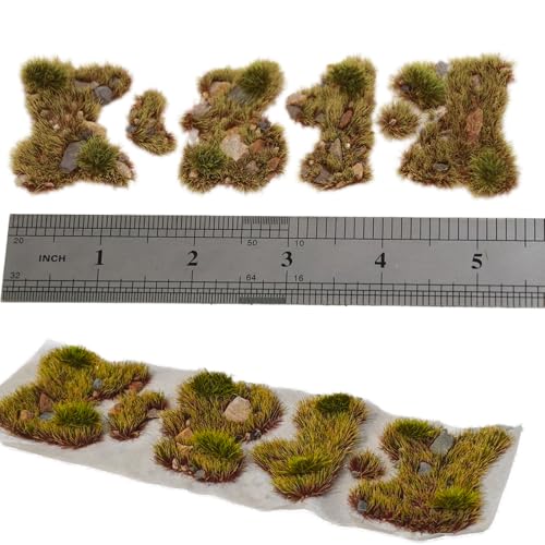 Kai Dream Miniature Static Grass and Stone Bush Clusters for Diorama, Train Landscape, Railroad Scenery, Wargaming (Autumn Yellow) - color: Autumn Yellow