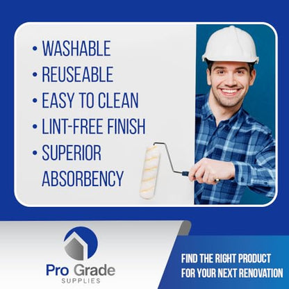 Pro Grade Paint Roller Kit, Paint Brushes, 4" & 9" Roller Covers for Walls | 10-piece set includes 2 frames & tray | Interior & exterior | Ceilings & trim | Smooth to semi-rough surfaces - size: 10 Piece Set