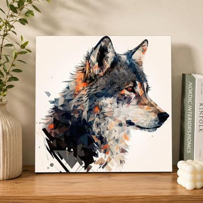 AUKELHJ Framed Paint by Numbers Kit for Adults, Wolf, 10x10 inch - color: 02-Wolf