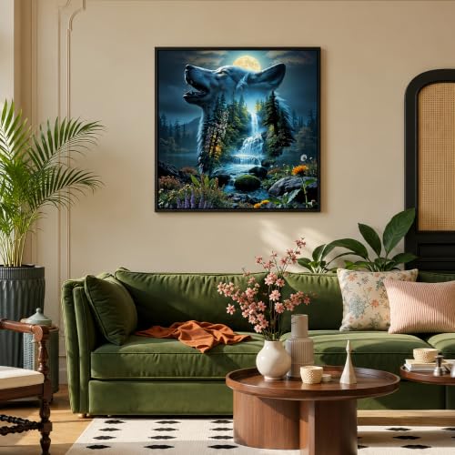 Mosaflare 5D Wolf Diamond Painting Kits for Adults 13.7x13.7 Inch - color: KM1233-1