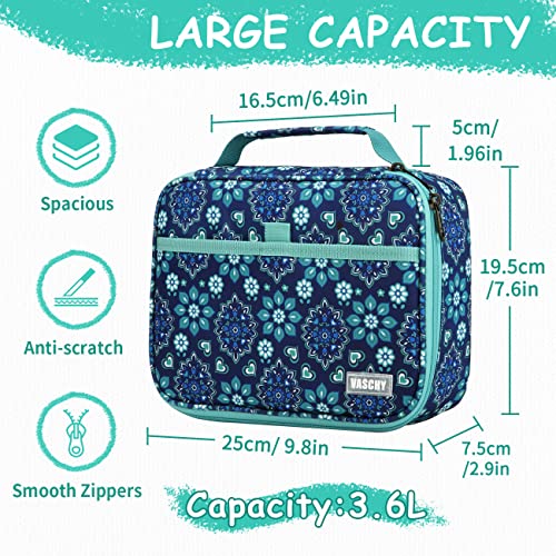 VASCHY Large Pencil Case Bag, Art Supply Marker Organizer Big Pen Pouch with 3 Detachable Layers Slots Multiple Zipper Pockets for Kids Adults School Office Blue Snowflake - color: Blue Snowflake