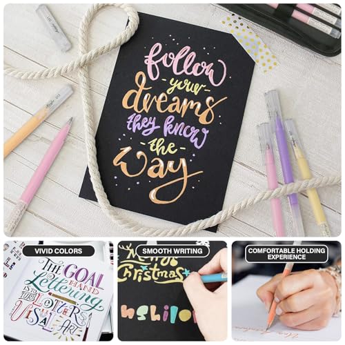 ZSCM 48 Colors 3D Acrylic Gel Pens & Black Paper Sketchbook for Drawing - color: 48 Colors