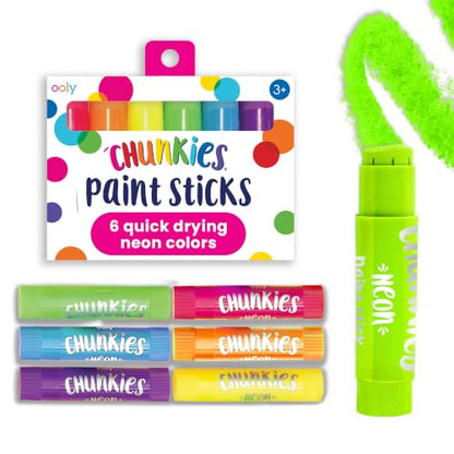 Ooly Chunkies Easy Grip Tempera Paint Sticks for Kids, Set of 6 - Neon - color: Neon