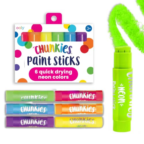 Ooly Chunkies Easy Grip Tempera Paint Sticks for Kids, Set of 6 - Neon - color: Neon