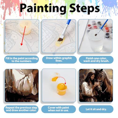 Paint by Numbers Kit for Adults, Adult Paint by Number Kits 16x20 Inch - color: Jesus and the Horse