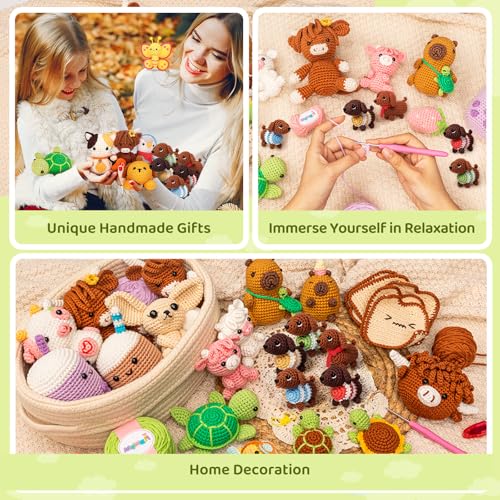 Mewaii Crochet Kit for Beginners, 5 Pack Dachshund Dog Craft Set - color: Brown Red and Blue