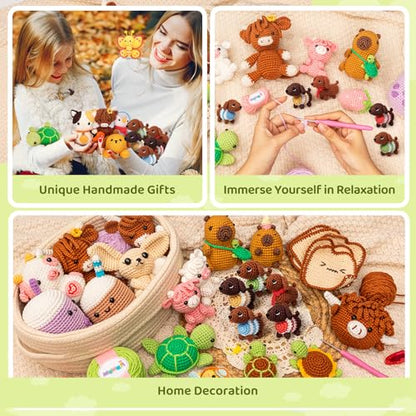Mewaii Crochet Kit for Beginners, 5 Pack Dachshund Dog Craft Set - color: Brown Red and Blue