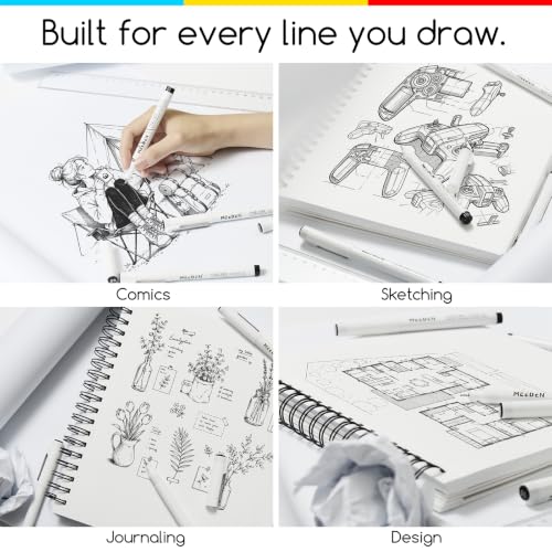 MEEDEN Micro Fineliner Drawing Pens: 12-Size Fine Liner Pen Set, 0.05-3mm Black Waterproof Archival Ink for Technical Drawing, Sketching, Outlining, Illustration, Manga and Journaling | Waterproof ink for technical drawing, sketching, outlining, illustrat