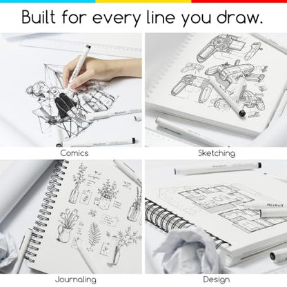 MEEDEN Micro Fineliner Drawing Pens: 12-Size Fine Liner Pen Set, 0.05-3mm Black Waterproof Archival Ink for Technical Drawing, Sketching, Outlining, Illustration, Manga and Journaling | Waterproof ink for technical drawing, sketching, outlining, illustrat