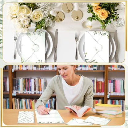 TaoBary 160 Pcs Eucalyptus Stationery Paper and Envelopes Set - size: 5.5 x 8.25 Inch, style: Eucalyptus