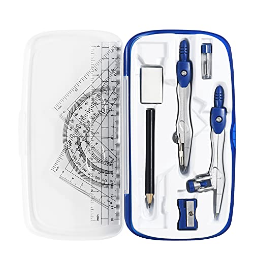 Vobou Math Geometry Sets 10 Pcs, Student Supplies Kit, for School,Navy Blue - color: Navy Blue