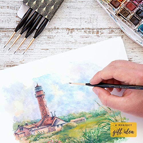 ARTEGRIA Detail Paint Brush Set, 5 Miniature Brushes, Size Round 3/0 (000)