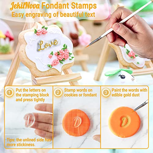 4PCS Handwriting Alphabet Cake Stamps Tool for Fondant Cookie Biscuit | Extra Spare Letters Stamp Pretty Uppercase Lowercase Numbers Words Reusable Cookie Stamp for Christmas Party Food Grade - color: Handwritingd
