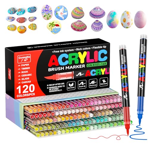 Acrylic Paint Markers for Coloring 120 Colors with 30% More Ink - color: 120