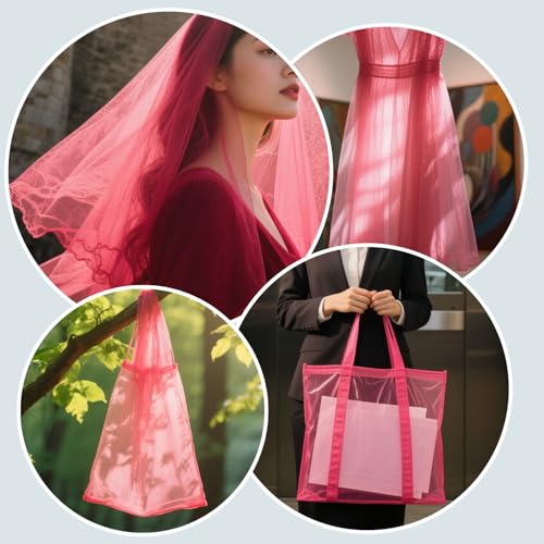 59" x 72"(2 Yards) Rose Pink Mesh Fabric | Slightly Stretchy for Sewing Projects, Backpack Pocket and Straps, Netting Clothes and Shopping Bag - color: Rose Pink