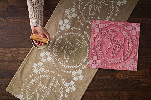 Speedball Block Printing Fabric Starter Kit, 7 Pieces – Includes Ink, Hard Brayer, Lino Handle and Cutters, Speedy-Carve Relief Carving Rubber (Pack of 2) - size: 7 Piece Fabric Kit (Pack of 2)