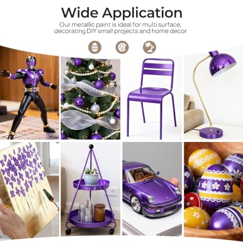 Nicpro Metallic Violet Acrylic Paint, 8.45oz/250ml Purple Craft Paint, | Large, Non Toxic, Non Fading Art Paint for Wood, Metal, Clay, Fabric, Canvas, Ceramic, Furniture, Handcrafts - color: Metallic Violet, size: 8.45 Fl Oz (Pack of 1)