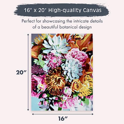 Pink Picasso Paint by Number Kit, for Adults & Teens,16x20, Pinch Me | Botanical Floral Collection, Acrylic Paints and Brushes included, Pre-printed high quality canvas, DIY art kit, Gift-ready - color: Pinch Me