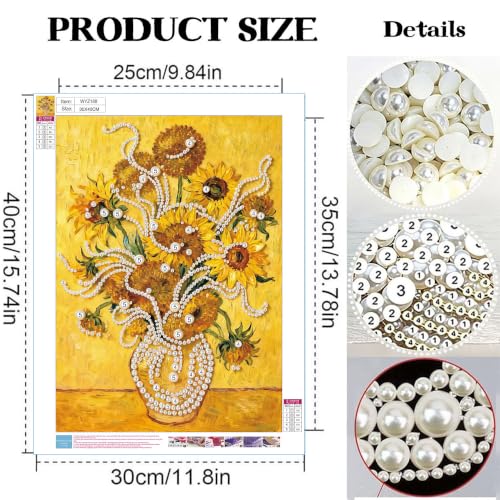 2 Pack Vase Flower Diamond Art Pearl Painting Kits for Adults (12×16 inch) - color: WYZ188+WYZ189