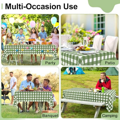 misaya 4 Packs 54 x 78 Inch Buffalo Disposable Table Cloth, Waterproof Plastic Tablecloth, Rectangle Sage Green and White Checkered Table Covers for Picnic, Birthday, Party, Back to School - color: Sage Green and White, size: 54" X 78"