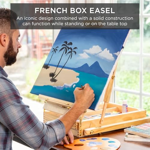 Best Choice Products Art Easel for Painting, Portable Wooden Adjustable Artist Tripod with Sketch Box, 32-Piece Art Set with Acrylic Paints, Brushes, Canvases & Palette - Black - style: Black