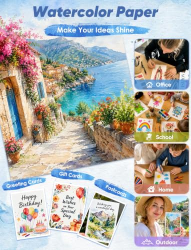 82 Sheets Watercolor Paper Bulk 5"x7", 110lb/230gsm Cold Press Thick, White - size: 5"x7"