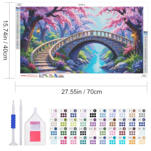 YOYA Large Diamond Art Kits for Adults, Dream Forest 5D Diamond Painting | Full Drill Diamond Art Bridge, Round Drill, HD Canvas, Fun and Relaxing, Gem Art, Home Wall Decor, Gifts, 27.5x15.7 Inch - color: Dream Forest 502