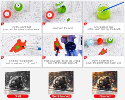 TUMOVO Adult Paint by Numbers Kit Brown Bear - color: Bear