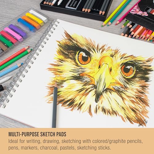 U.S. Art Supply 9"x12" Top Spiral Bound Sketch Book, 100 Sheets Each 2-Pack - size: 9-x-12-inch