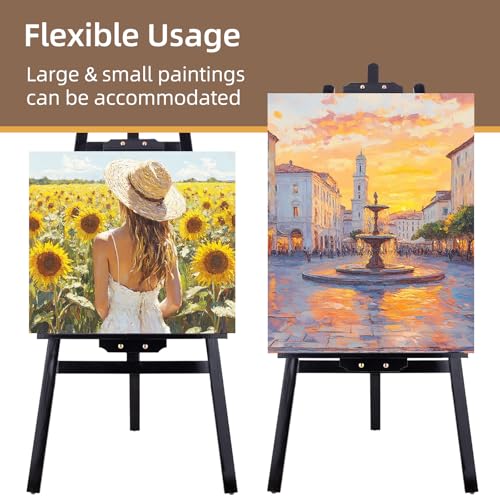 Falling in Art Adjustable Wooden Easel Stand for Painting&Display, Black | Folding Art Easel for Display, Drawing, Wedding Sign and Poster, Suitable for Kids and Adults, Holds Up to 42" - style: Black -1 Pack