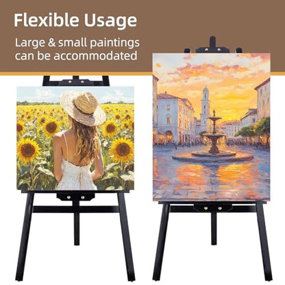 Falling in Art Adjustable Wooden Easel Stand for Painting&Display, Black | Folding Art Easel for Display, Drawing, Wedding Sign and Poster, Suitable for Kids and Adults, Holds Up to 42" - style: Black -1 Pack