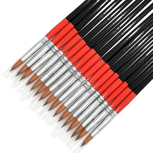 Size #6 Pointed Round Paint Brush Set of 16, Premium Taklon Synthetic Hair - size: Size #6 Pointed Round (16 PCS)