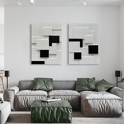 Art 40x28 inches Modern Minimalist Black and White Abstract Art Oil Painting Hand Painted Canvas Wall Art Deco Painting - color: Yi106