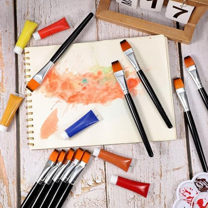 Zonon 10 Pcs 3/4 Inch Flat Paint Brushes Acrylic Painting Craft,Brown - color: Black