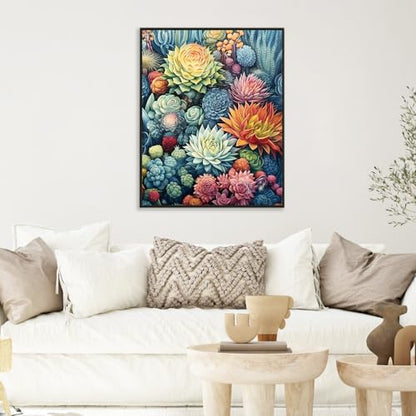 Paint by Numbers Kit for Adults, Succulent Number Painting Canvas Kit - color: Succulent-1