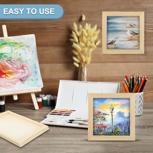 MECCANIXITY 6 Pack Wood Canvas Boards, 8x8 Inch Art Canvases Square Unfinished Wood Panel for Painting, Crafts, DIY Projects, Pouring Art - size: 8x8 Inch