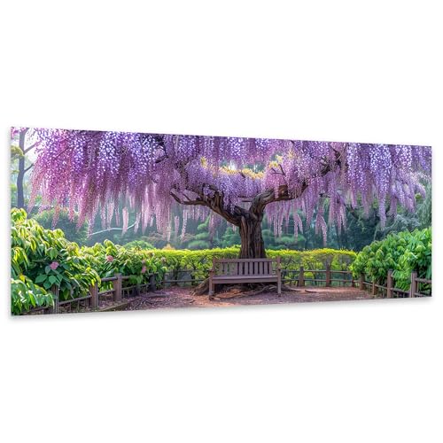 Ginfonr Large Diamond Art Kits for Adults, Landscape Diamond Painting for Adults, Diamond Art Flower Full Drill, Diamond Art Kits Rhinestone Craft for Home Wall Decor 31.5 x 11.81 inch - color: Violet