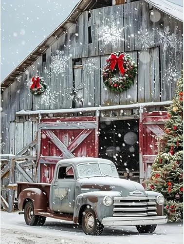 Eiazuiks Christmas Stamping Cross Stitch Kit,Truck Christmas Counting Cross Stitch Kit for Adult Beginners, Full Line DIY Stitching Kit for Home Decor Cross Stitch Patterns 12x16 inches - color: ZX037