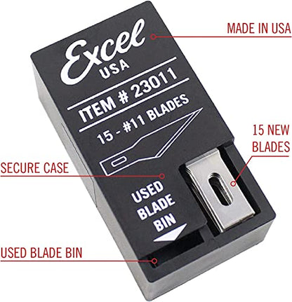 Excel Blades #11 15-Pack Craft Knife Replacement Blades With Dispenser