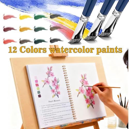 Watercolor Workbooks Coloring Book Beginner Friendly Painting Kit Easy Nature Scenes Paint Set Art Crafts for Creative Exploration Gift for Adults (Bouquets, with Palette) - color: Bouquets, size: with Palette