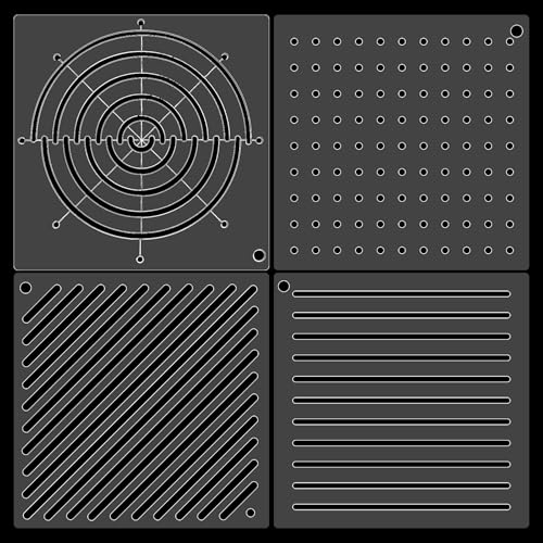 Acrylic Sashiko Stencil 4 Pcs Dots Lines Arcs Slashes 4.7 x 4.7 Inch