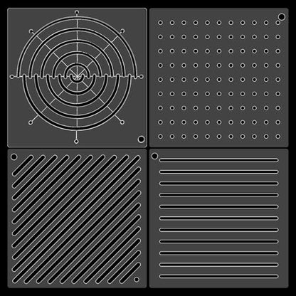 Acrylic Sashiko Stencil 4 Pcs Dots Lines Arcs Slashes 4.7 x 4.7 Inch
