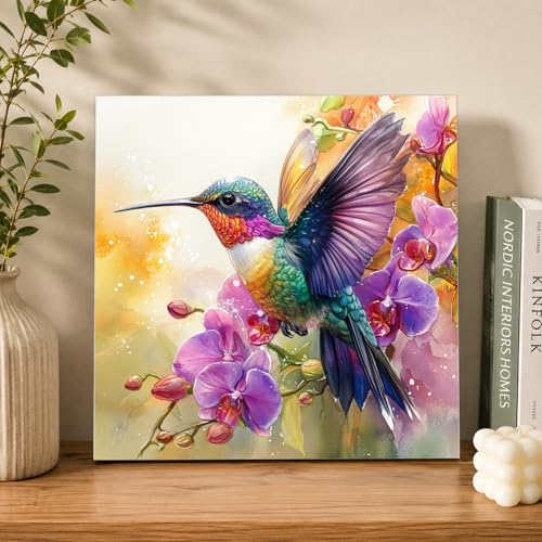 AUKELHJ Framed Paint by Numbers Kit for Adults, Hummingbird, 10x10 inch - color: 10-Hummingbird