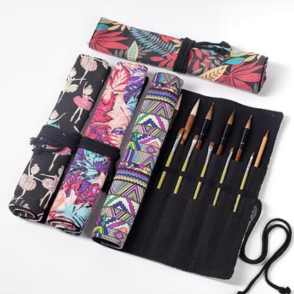 Funny live Paint Brush Holder Art Supplies, Artist Brush Holder & Art Supply Storage Organizer Roll-Up Case Bag, Protect Acrylic Oil Watercolor Paintbrushes (Maple Leaf-20 Slot Pockets) - style: Maple Leaf-20 Slot Pockets