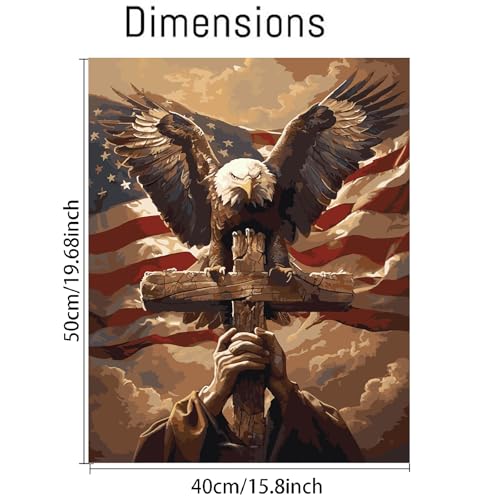 Paint by Numbers Kit for Adults-National Flag, DIY Oil Painting 16x20In - color: Patriotic Cross-2603