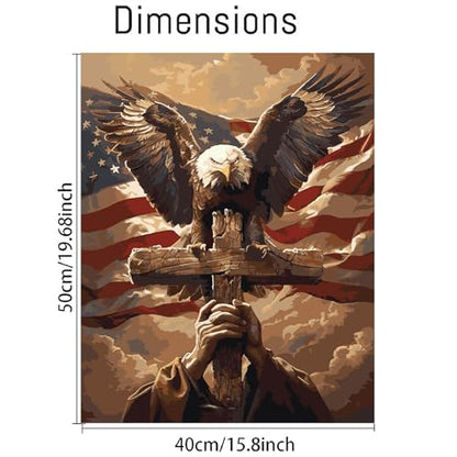 Paint by Numbers Kit for Adults-National Flag, DIY Oil Painting 16x20In - color: Patriotic Cross-2603