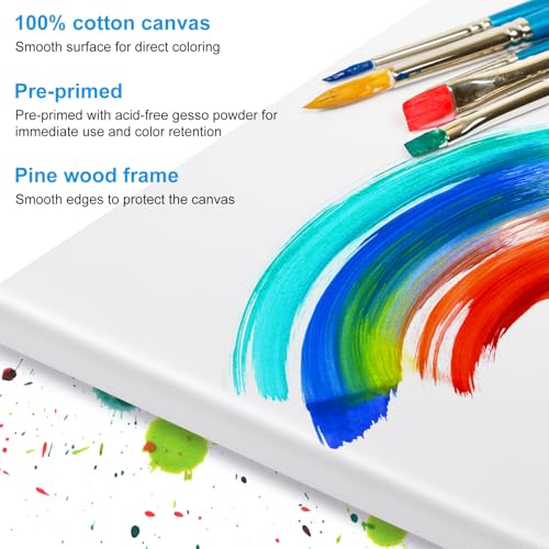 Stretched Canvas for Painting 24 x 36 Inch, 2 Pack Large Blank Canvas, Triple Primed Acid-Free Cotton, Professional Canvas for Acrylic Oil Pouring & Wet Media - size: 24"x36" - 2Pack