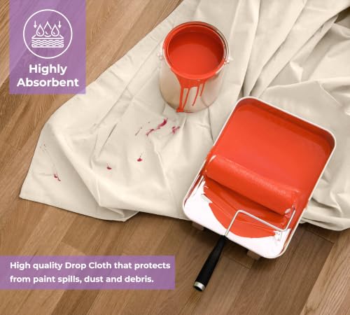 Canvas Drop Cloth for Painting 9x12 feet Pack of 1-8oz Painters Drop Cloths for Painting - All Purpose Canvas Tarps for Floor & Furniture Protection - Recycled Cotton Fabric - size: 9x12 Ft - 1 pc