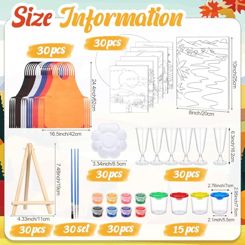 Sherr 285 Pcs 30 Sets Sip and Paint Kit for Adults,Scenery | Pre Drawn Canvas to Paint for Adults, Acrylic Paints, Brushes, Easels, Date Night, Birthday Party Gifts - style: Beautiful Scenery