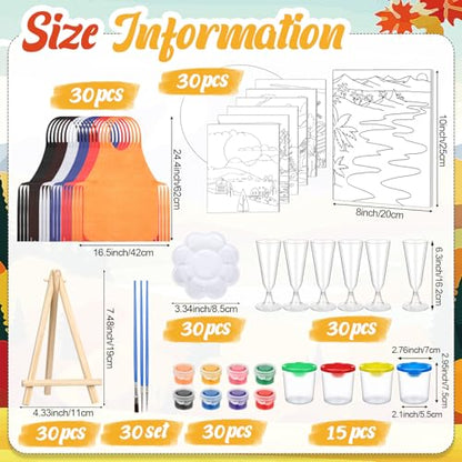 Sherr 285 Pcs 30 Sets Sip and Paint Kit for Adults,Scenery | Pre Drawn Canvas to Paint for Adults, Acrylic Paints, Brushes, Easels, Date Night, Birthday Party Gifts - style: Beautiful Scenery
